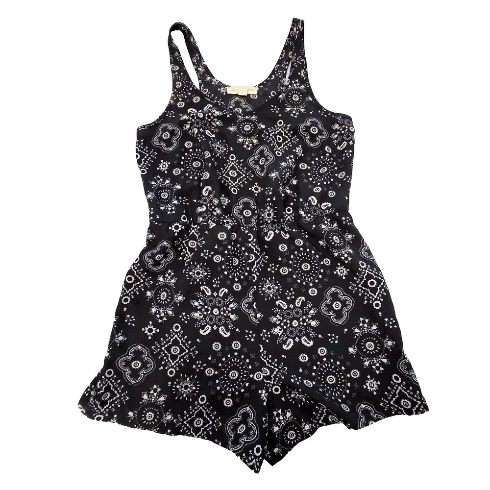 Urban Outfitters Staring At Stars Black Bandana Print Romper XS 16.5x30.5